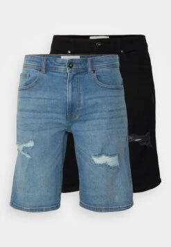 Pier One Unisex 2 Pack - Shorts Vaqueros - Blue/Black Denim -Ropa Pier One 07a2a099e2d644ab8c70e05709f387ae