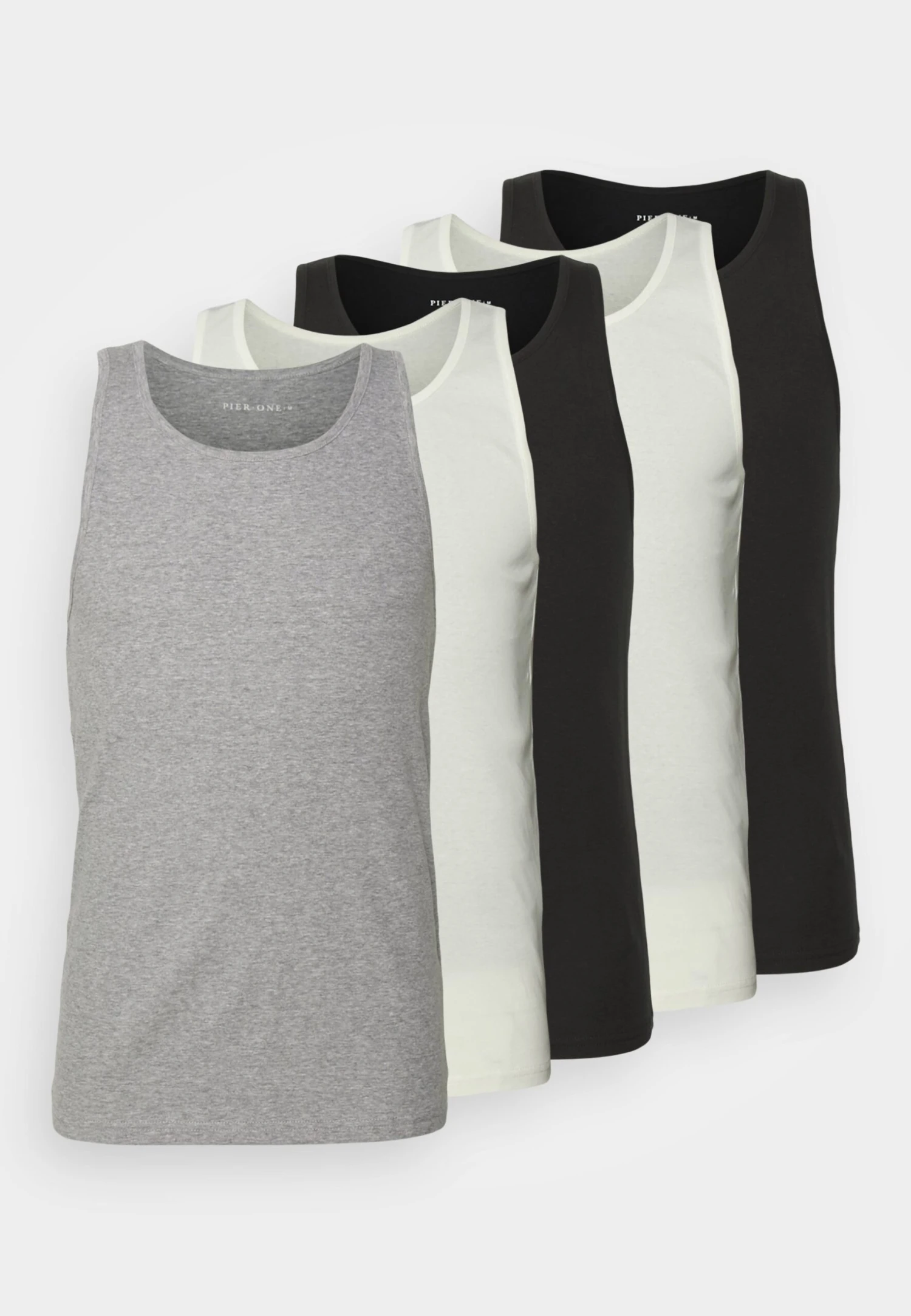 Pier One 5 Pack - Camiseta Interior - 802 - Black_102 - Grey_001 - White 3 Pier One 5 Pack - Camiseta Interior - 802 - Black_102 - Grey_001 - White