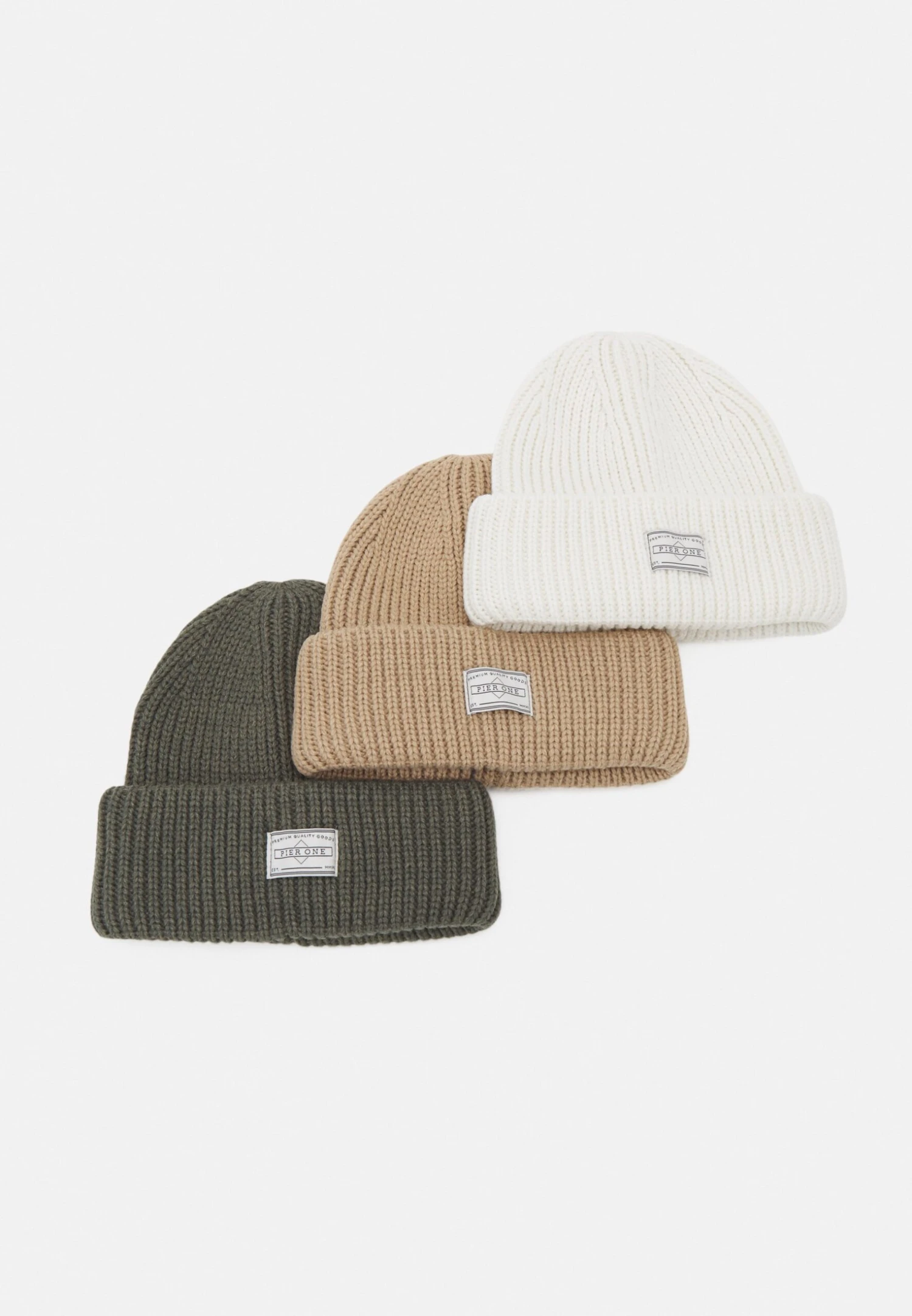 Pier One Unisex 3 Pack - Gorro - Beige/Green/White 3 Pier One Unisex 3 Pack - Gorro - Beige/Green/White