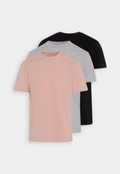Pier One 3 Pack - Camiseta Básica - Mottled Light Grey/Pink/Black -Ropa Pier One 99867f7702c549b5b66de9a87bff9eae