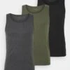 Pier One 3 Pack - Camiseta Interior - Black/Khaki/Mottled Dark Grey -Ropa Pier One dcdf4f7f98684599b47537ac7ea160f4